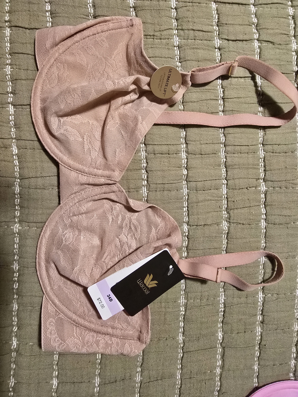Wacoal Lace Underwire Bra in Blush Pink
